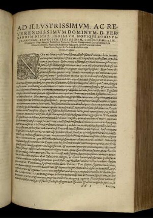 Ad illvstrissimvm, ac reverendissimvm dominvm, D. Fernandvm Ninno, indiarvm, noviqve orbis patriarcham, episcopvm segvntinvm, caroli caesaris, ...