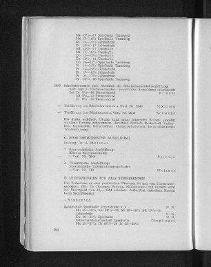 D. Leibesübungen für alle Studierende