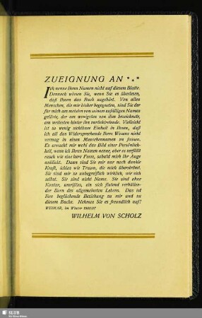 Zueignung an