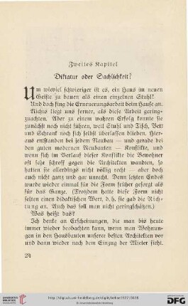 Zweites Kapitel: Diktatur oder Sachlichkeit ?