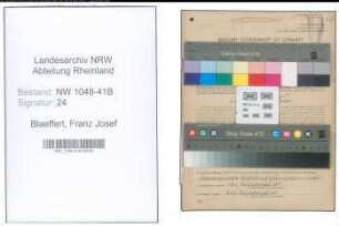Entnazifizierung Franz Josef Blaeffert , geb. 22.11.1894 (Feuerwehrmann)