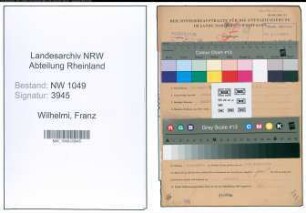Entnazifizierung Franz Wilhelmi , geb. 20.08.1892 ()