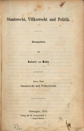 Staatsrecht, Völkerrecht und Politik : Monographien. 1, Staatsrecht und Völkerrecht