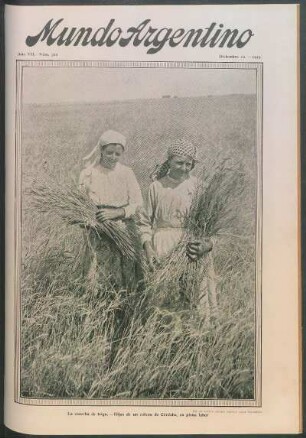 La cosecha de trigo. - Hijas de un colono de Córdoba, en plena labor [Fotografía]