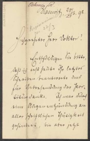 Brief an B. Schott's Söhne : 20.03.1898