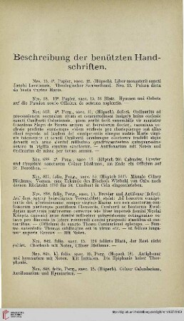 Beschreibung der benützten Handschriften