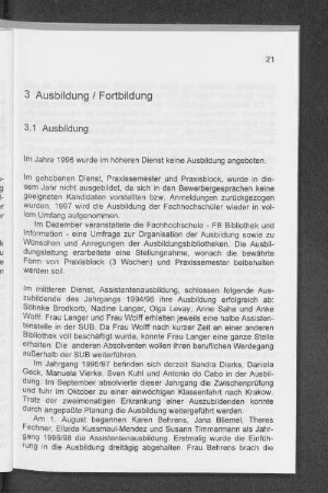 3. Ausbildung / Fortbildung