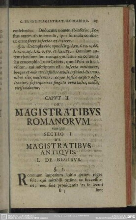 Caput II De Magistratibus Romanorum