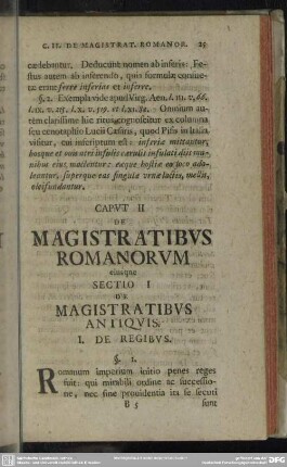 Caput II De Magistratibus Romanorum