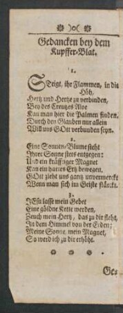 Gedancken bey dem Kupfer-Blat