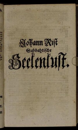 Johann Rist Sabbahtische Seelenlust