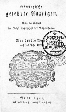 1826,3: Göttingische gelehrte Anzeigen