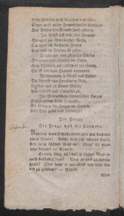 Die Dritte. Die Frage und die Antwort.