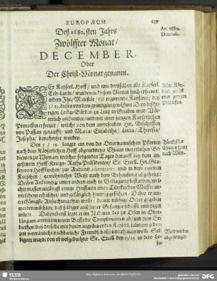 Deß 1680.sten Jahrs Zwölffter Monat, December, Oder Christ-Monat genannt