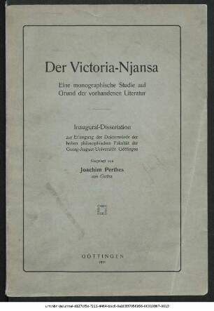 Der Victoria-Njansa : eine monographische Studie auf Grund der vorhandenen Literatur