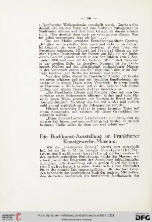 Die Buchkunst~Ausstellung im Frankfurter Kunstgewerbe~Museum