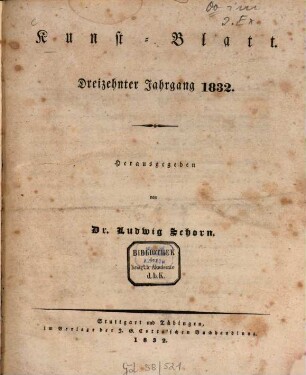 Morgenblatt für gebildete Stände. Kunst-Blatt. 13. 1832