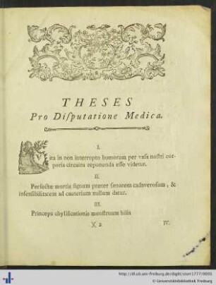 Theses Pro Disputatione Medica