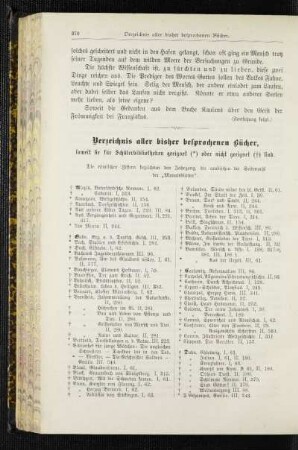Verzeichnis der bisher besprochenen Bücher, soweit sie für Schülerbibliotheken geeignet oder nicht geeignet sind