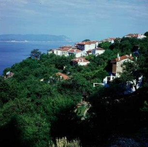 Skopelos. Häuser im Bergdorf Klima im Nordwesten der Insel