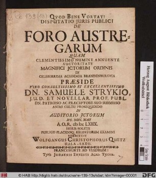 Disputatio Iuris Publici De Foro Austregarum
