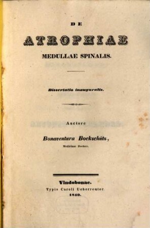 De atrophia medullae spinalis : Diss. inaug.