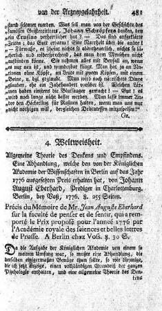 Allgemeine Theorie des Denkens und Empfindens.