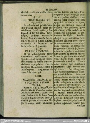 LXIII. Anatome Ciconiae Et Sequioris Sexus Talpae