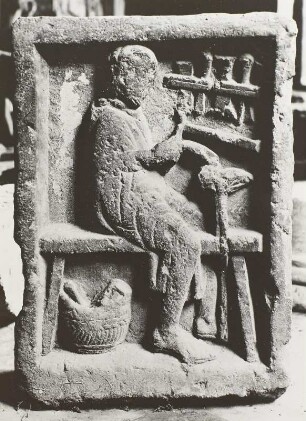 Schuster bei d. Arbeit, Relief, 2./3. Jh. n. Chr., Reims, Frankreich