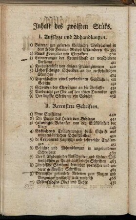 Inhalt des zwölften Stüks.