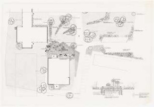 Kreishandelsschule, Lemgo Außenanlage: Entwurf/Pflanzplan 1:100, einschließlich Detail Wasserspiel 1:10