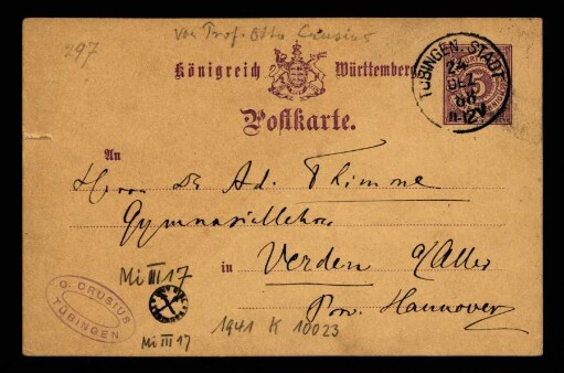 Postkarte vom 24.12.1888