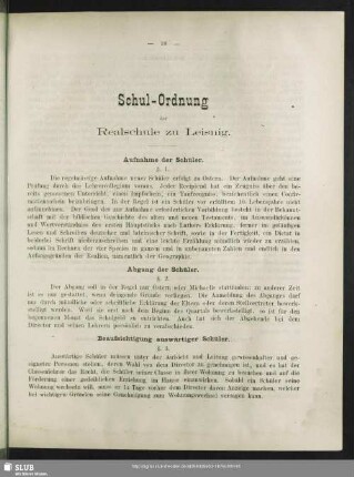 Schul-Ordnung der Realschule zu Leisnig