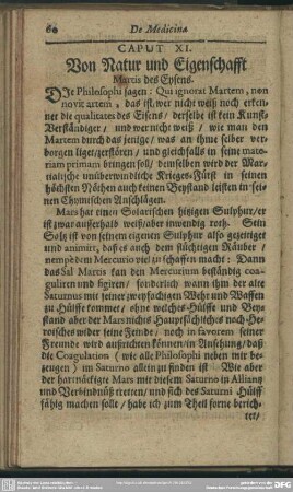 Caput XI. Von Natur und Eigenschafft Martis des Eysens