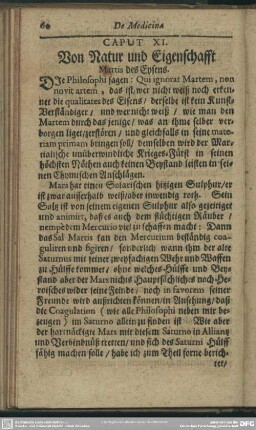 Caput XI. Von Natur und Eigenschafft Martis des Eysens