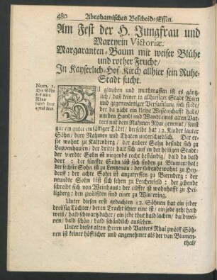 Am Fest der H. Jungfrau und Martyrin Victoriae