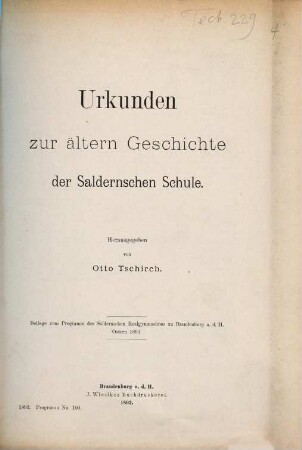 Programm des Von-Saldernschen Realgymnasiums in Brandenburg a.d.H. : für das Schuljahr .... 1892/93