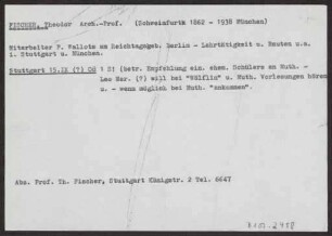 Teilübersetzungen der Briefe zw. Theodor Fischer und Hermann Muthesius (Inhalte der Schreiben)
