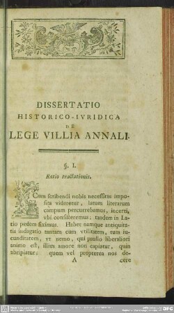Dissertatio Historico-Iuridica De Lege Villia Annali