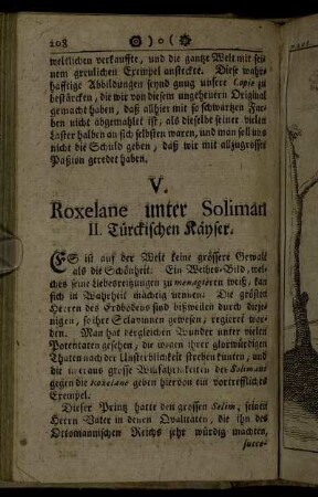 V. Roxelane unter Soliman II. Türckischen Käyser.