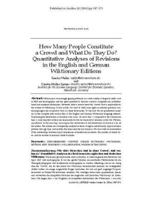How many people constitute a crowd and what do they do? Quantitative analyses of revisions in the English and German Wiktionary editions