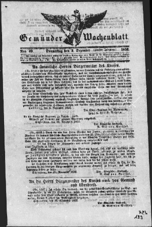 Gemünder Wochenblatt. 1852-1853