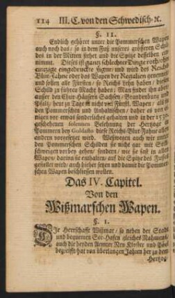 Das IV. Capitel. Von den Wißmarschen Wapen