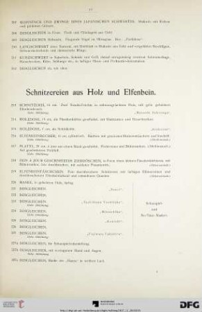 Schnitzereien aus Holz und Elfenbein (Nr. 213-227h)