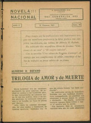 1921001500: Triología de amor y de muerte