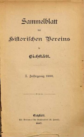 Sammelblatt. 1. 1886. - 1887