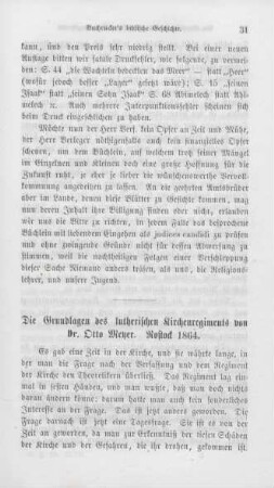 31-74 "Die Grundlagen des lutherischen Kirchenregiments" von Otto Meyer