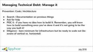 Managing technical debt