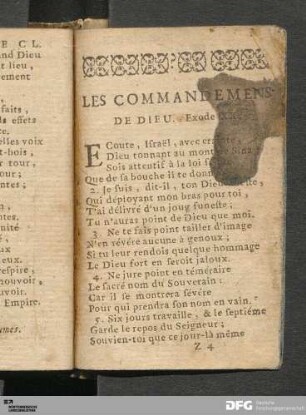Les Commandemens De Dieu.
