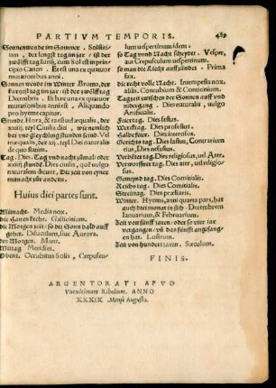 Huius diei partes sunt.